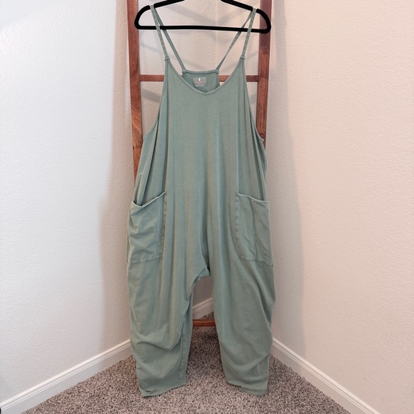 Free People Pants - Free People Movement Hot Shot Romper Sage Green Jumpsuit Size Large